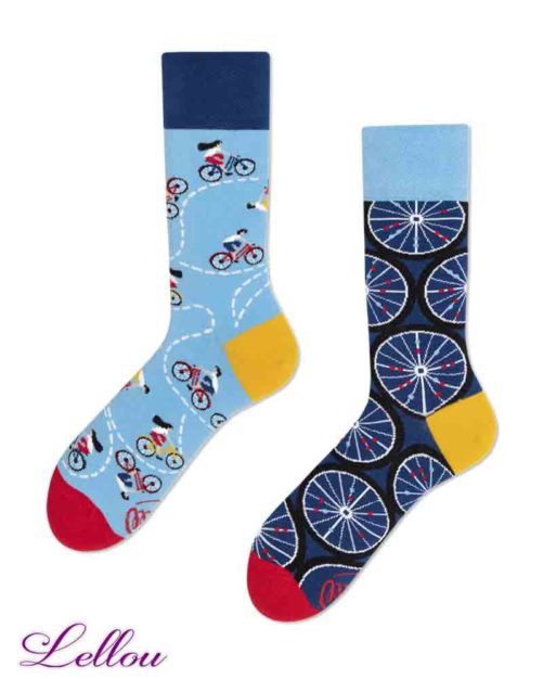 Chaussettes dépareillées Bicyclette socks amusantes et drôles. La vie est trop courte pour des chaussettes ennuyeuses! Production Europe