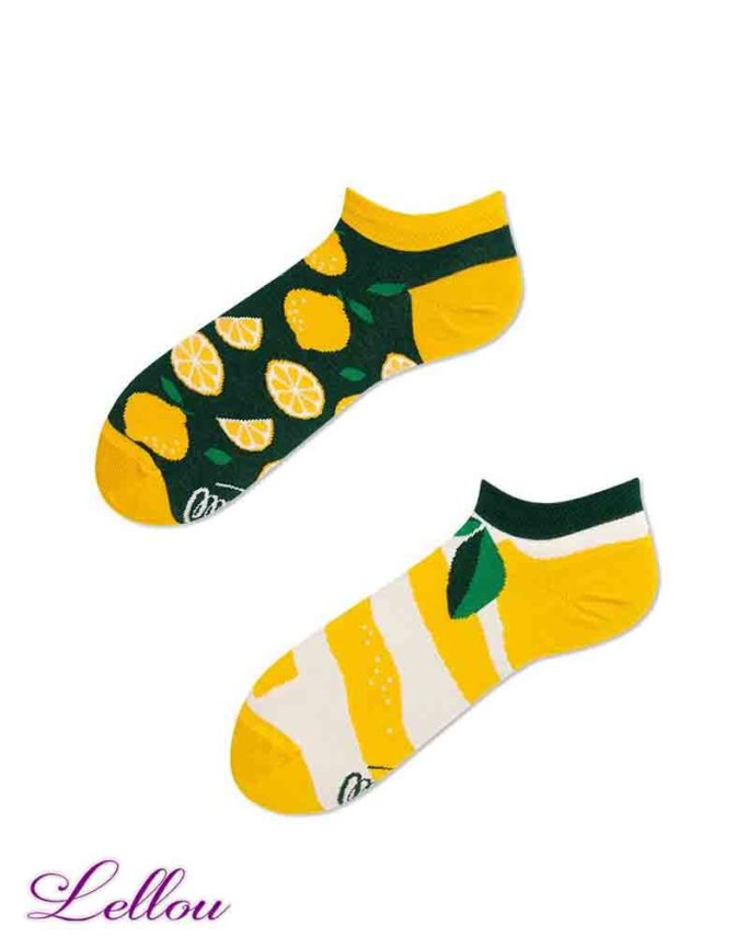 Chaussettes Socquettes Citron Dépareillées - LEMONS low, drôles. La vie est trop courte pour des chaussettes ennuyeuses! Production Europe