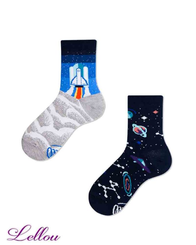 Chaussettes dépareillées Enfant Espace en coton amusantes et drôles